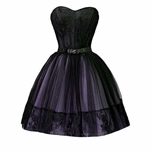 Kivary Little Black Gothic Short Ball Gown Corset Prom Homecoming Dress Lavender