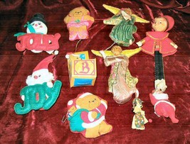 10 Vintage ChristmasTree  Fabric Ornaments Hanging - $21.50