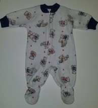 VTG Teddy Bear Carter&#39;s Footie Sleeper Pajamas Baby 0-6 Months Red Blue ... - $12.82