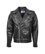 DR159 Men&#39;s New Mild Leather Biker Jacket Black - £139.75 GBP