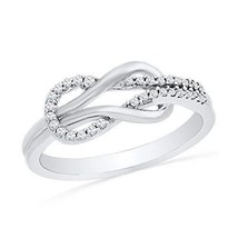 10kt White Gold Womens Round Diamond Double Lasso Infinity Ring 1/6 Cttw - £279.29 GBP