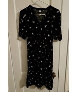 Old Navy Black Short Sleeve Floral Print Dress /Bohemian Peasant Midi Dress - $25.00