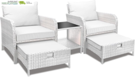 LEVELEVE Balcony Furniture 5 Piece Patio Conversation Set, PE Wicker Rat... - $392.65