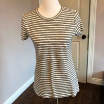 NWT THEORY 100% Cotton  Gray &amp; White Cotton Striped Sweater SZ M - $38.61