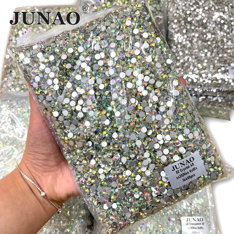 Junao wholesale 100gross ss3 4 5 6 30 40 50 big size clear crystal ab rhinestone thumb200