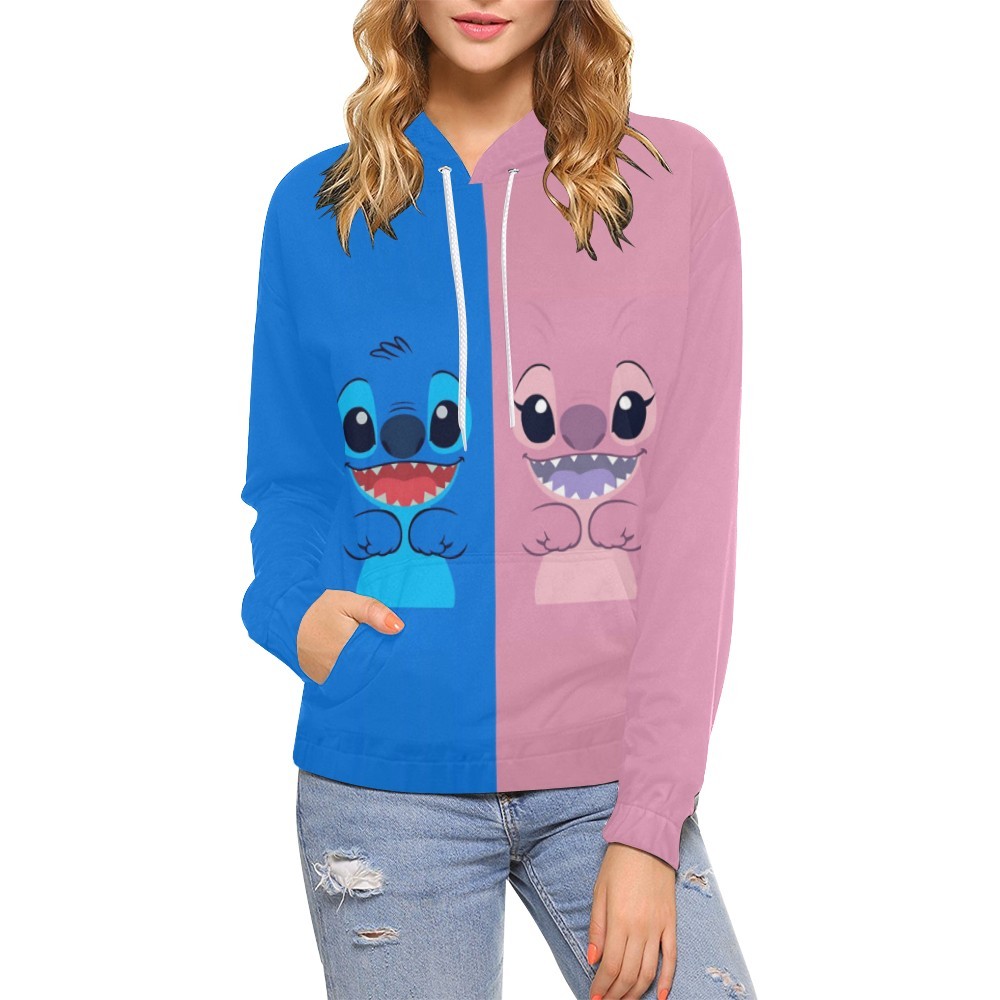 Women's Stitch and Angel All Over Print Hoodie (USA Size)
