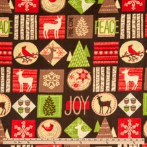 Fleece Woodland Wishes Reindeer Joy Christmas Snowflake Fabric Print BTY A336.20 - £11.23 GBP