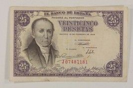 1946 Espagne 25 Pesetas Note Très Fin + (VF Pick#130a.1 - $52.46