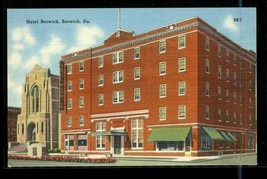 Vintage Linen Souvenir Postcard Hotel Berwick Pennsylvania PA Street Front View - £9.89 GBP