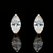 1ct Simulé Marquise Solitaire Diamant Boucles D&#39;Oreilles Puces 14K or Jaune - £30.73 GBP
