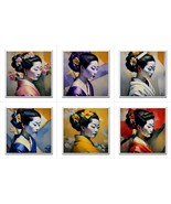 Ceramic Tiles Geisha Tile Set Of 6 Backsplash Tile Decor Modern Art - $1,943.11 MXN