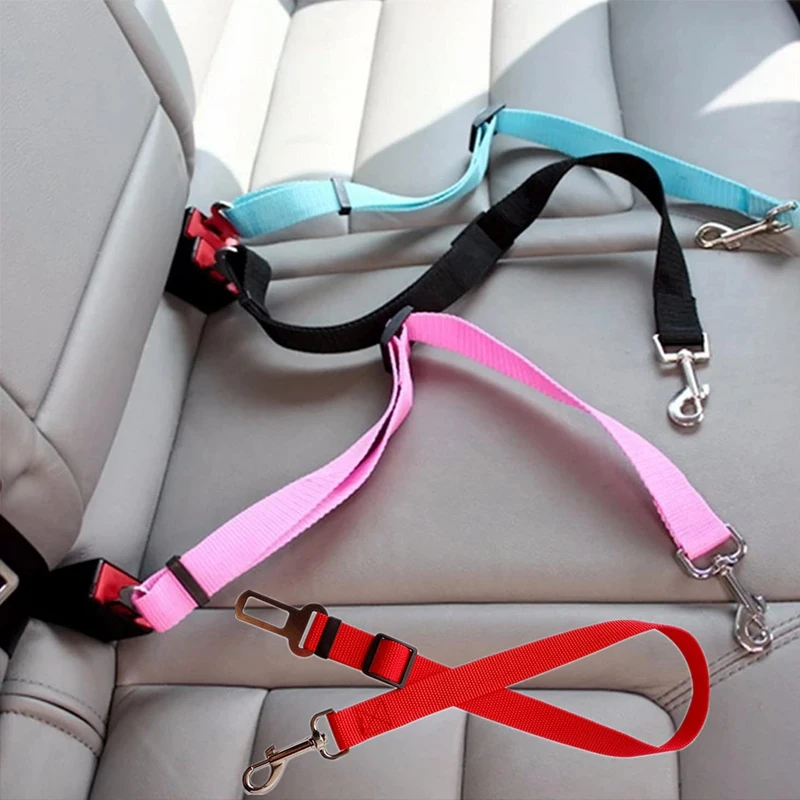 Pet Dog Car Adjustable Safety Belt Harness Safe Lever Traction Collar Car Magic - £12.27 GBP+