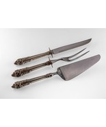 Wallace Sterling / Edelstahl Kuchen Servierer, Gabel, Messer Mit Rose Punkt - $326.68 CAD