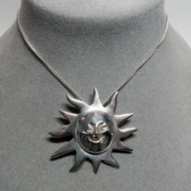 Solid Sterling 925 Silver Sun Burst Pendant Necklace Doubles As A Pin 22.2gr - £53.81 GBP