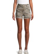 TIME AND TRU WOMEN&#39;S HIGH RISE RELAXED FRAYED HEM 4&quot; SHORT NEW CAMO - $14.99