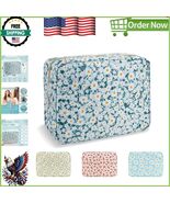Waterproof Floral Makeup Bag - Large Green Daisy Organizer for Travel Es... - $701.41 MXN