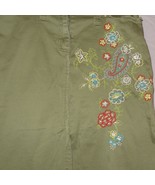 Floral Khaki  Skirt Size 8 Jones Wear Jeans Embroidered Flowers Frayed E... - £20.68 GBP