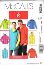 McCalls M8070 Unisex Mens and Misses S to L Top, Vest and Hoodie Sewing Pattern - £9.59 GBP