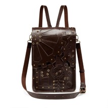 Steampunk Leather Messenger Bag Halloween Gothic Retro Briefcase Crossbody Bags - £57.92 GBP