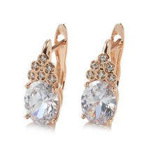 Luxury Bride Wedding Earring Fashion 585 Rose Gold Blue Natural Zircon Drop Earr - £9.72 GBP