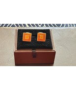 David Donahue 925 Cufflinks sterling orange squares cuff links used cond... - $1,420.63 MXN