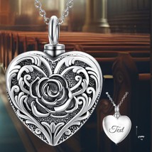 Sterling Silver Rose Urn Necklace Memorial Keepsake Jewelry - £111.20 GBP