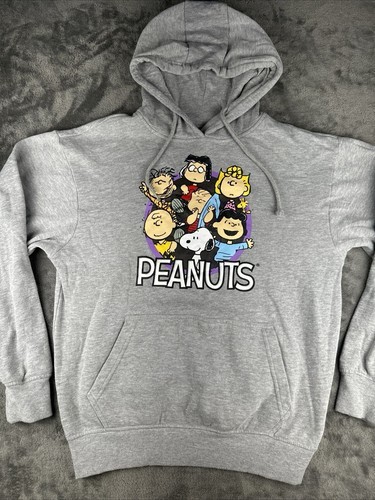 Peanuts Snoopy and Friends Gray Hoodie Size XS Front Hit Graphic - $15.99