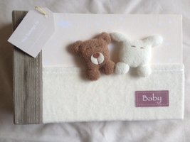 Cute Handmade Baby Slip in Fabric 6&quot; x 4&quot; Photo Album with Teddy &amp; Bunny - $23.98