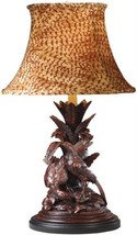 Sculpture Table Lamp Pheasant Birds Hand Painted OK Casting Feather Fabric - £782.42 GBP