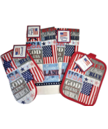 July 4th Kitchen Dish Towels Oven Mitt Pot Holder Set of 4 Summer Stars ... - $24.47