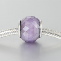 925 Sterling Silver Petite Facets Charm Bead with Synthetic Purple Quartz - £11.69 GBP
