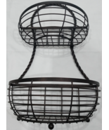 2TIER BRONZE METAL FOOD BASKET W/TWISTED HANDLE FRUIT,BREAD,PASTRIES.SPA... - $59.99