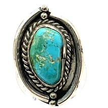 Vintage Sterling Silver Native American Natural Turquoise Stone Ring size 6 1/4 - £54.39 GBP