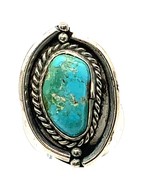 Vintage Sterling Silver Native American Natural Turquoise Stone Ring siz... - £53.74 GBP