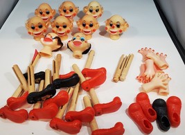 Vintage Lot 2.75&quot; Blonde Brown Clown Doll Heads Feet Hands Lot of 50+ Pieces - £31.28 GBP