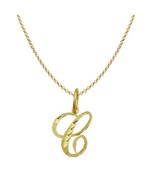 Genuine 14K Yellow Gold 0.78&quot; Fancy Cursive Letter Initial C Necklace 16... - $370.75 CAD+