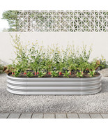 Raised Garden Bed Outdoor, Oval Large Metal Raised Planter Bed - Silver - £58.37 GBP