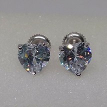 3CT Herz Geschliffen Künstlicher Diamant Solitaire Ohrstecker 14K Weiß V... - $56.94