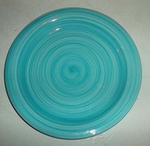 New Handpainted Design Aqua Blue Colored Swirl Design Large Dinner Plate By Citr - £12.59 GBP