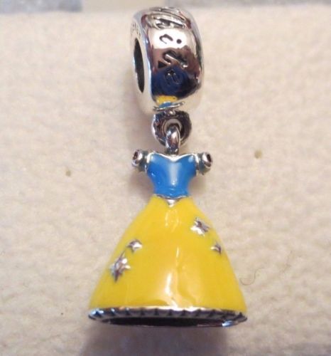 925 Sterling Silver Disney Snow White's Light Yellow Dress Dangle Charm Bead 507