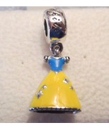 925 Sterling Silver Disney Snow White&#39;s Light Yellow Dress Dangle Charm ... - $15.99
