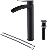 Phiestina Ns-Sf01-Mb-V Single Handle Tall Waterfall Vessel Sink Bathroom Faucet - £73.30 GBP