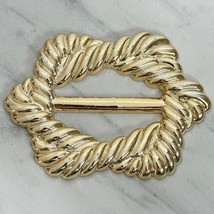 Vintage Metallic Gold Plastic Scarf Slide Shirt Tie Bar Belt Buckle - £5.41 GBP
