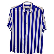 Only &amp; Sons Mens  Top Blue White Size XXL Short Sleeve Stripes Button Up... - £18.17 GBP