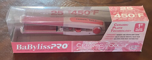 BABYLISS CERAMIC TOOLS 1” PINK 450* HAIR STRAIGHTENER FLAT IRON -LIMITED EDITION - $49.99