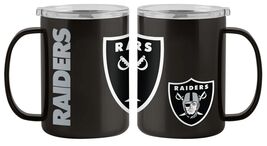 Raiders Oakland Las Vegas 15 oz Hype Lidded Coffee Mug Tea Cup Stainless... - $21.78