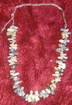 Vintage FMC 925 Silver Coral Agate Stone Necklace 26 Inch Semi Precious  - $69.99