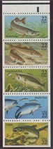 Scott 2209a - 22c Fish - Booklet Pane of 5 Stamps - Plate No. 11111 - MNH - £3.94 GBP