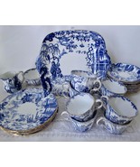 Royal Crown Derby Blue Mikado Cake Plate Dessert Plates Tea Cups Saucers... - £292.89 GBP