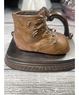 Vtg Bronze Baby Shoe Bootie Single Bookend  Book End 6.25 x 4.25 x 3&quot; - €21,56 EUR